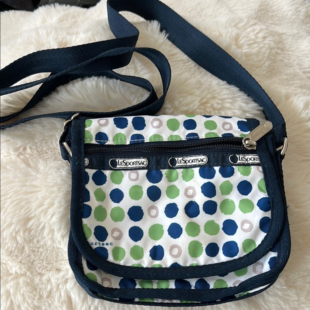 LeSportsac Polka Dot Crossbody Bag Sofia - Blue and Green